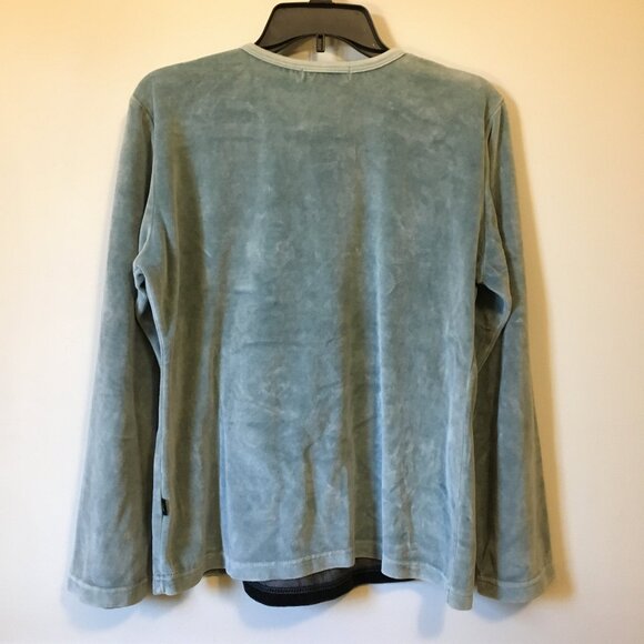 Sage Leopards & Roses Soft Terry Flower Embroidered Velour Sweater - Picture 4 of 15